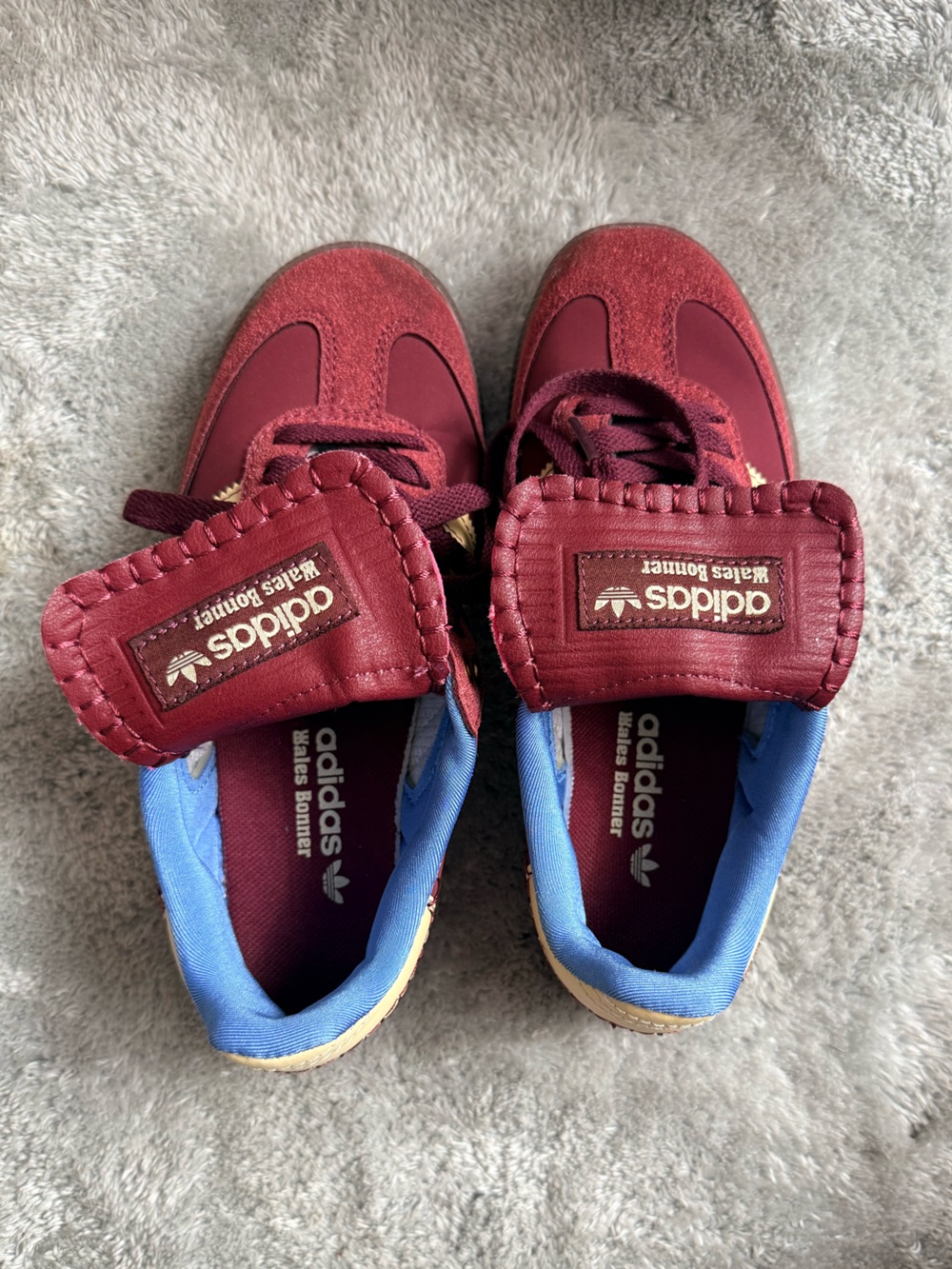 adidas Kids Burgundy Sneakers with Blue Lining